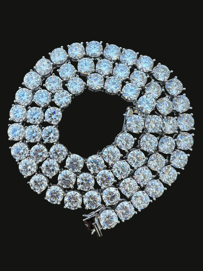 Sterling Silver Moissanite Tennis Chain - 8mm - Boss Uno