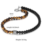 Natural Stone Tiger Eyes Lava Bead Necklace - 8mm - Boss Uno