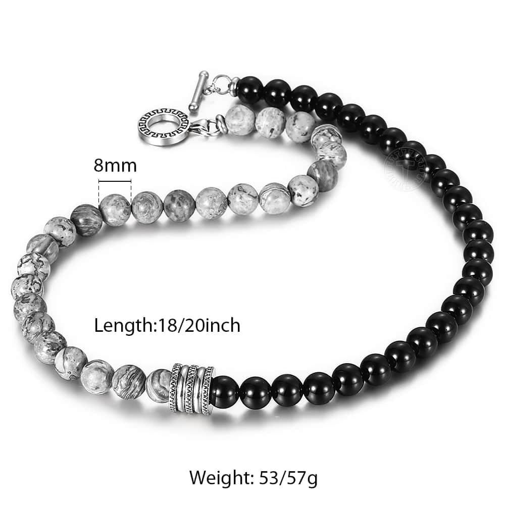 Natural Stone Tiger Eyes Lava Bead Necklace - 8mm - Boss Uno