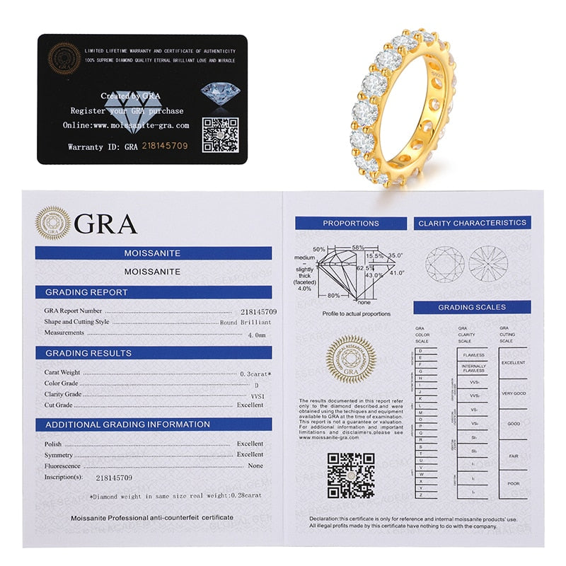 Moissanite Sterling Silver Rings - 4mm - Boss Uno