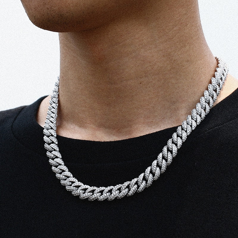 Sterling Silver Moissanite Cuban Link Chain - 10mm - Boss Uno