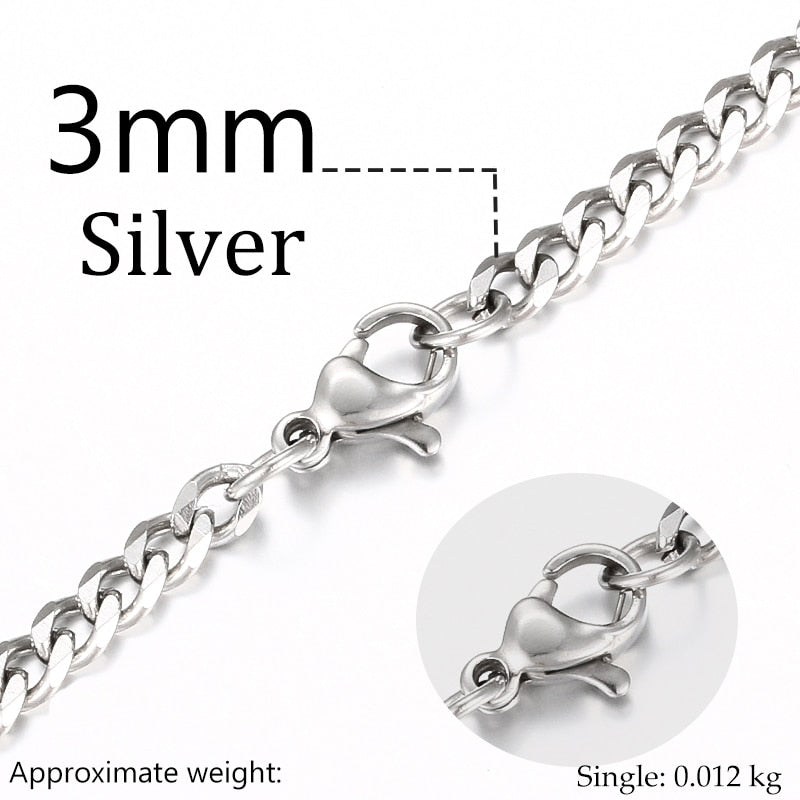 Stainless Steel Cuban Link Chain - 3mm - Boss Uno