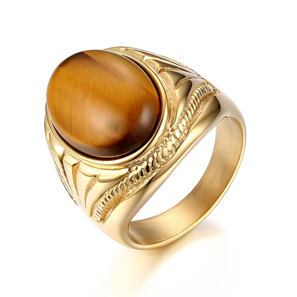 Gold Band Tiger Eye Ring - Boss Uno