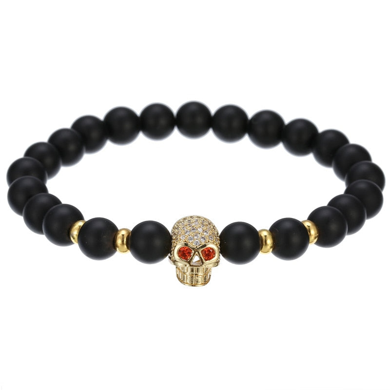 Copper Beads Black Matte Stone Boss Bracelets - Boss Uno