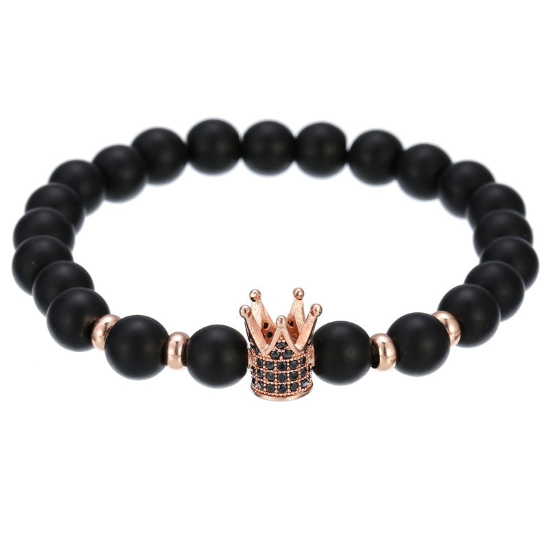 Copper Beads Black Matte Stone Boss Bracelets - Boss Uno