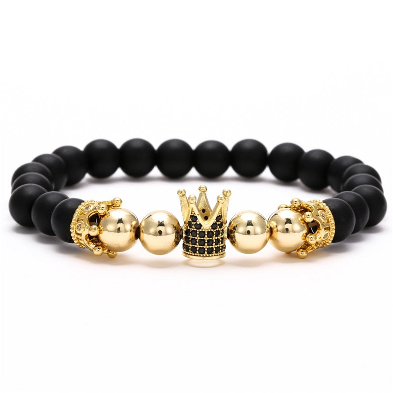 Copper Beads Black Matte Stone Boss Bracelets - Boss Uno