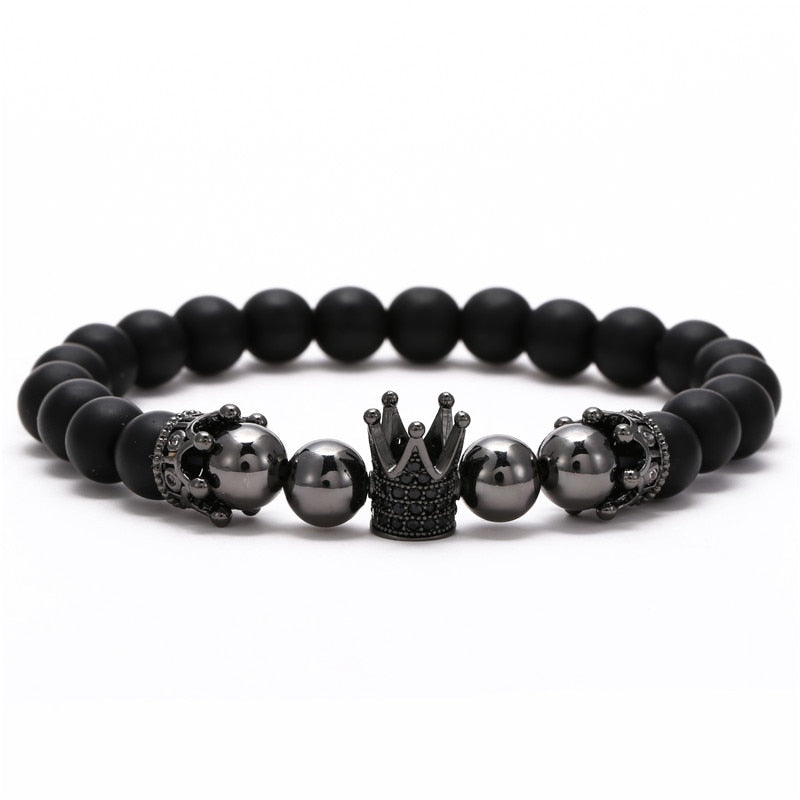 Copper Beads Black Matte Stone Boss Bracelets - Boss Uno