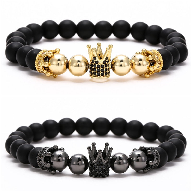 Copper Beads Black Matte Stone Boss Bracelets - Boss Uno