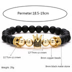 Copper Beads Black Matte Stone Boss Bracelets - Boss Uno