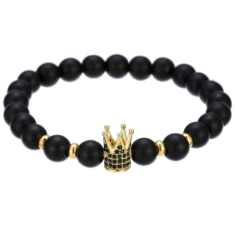 Copper Beads Black Matte Stone Boss Bracelets - Boss Uno