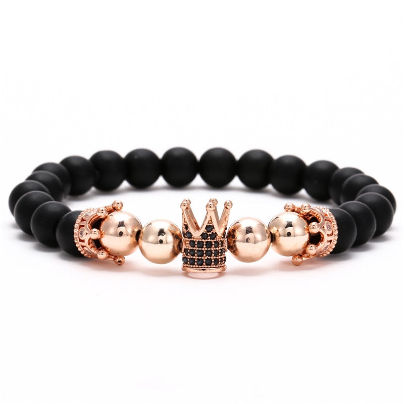 Copper Beads Black Matte Stone Boss Bracelets - Boss Uno