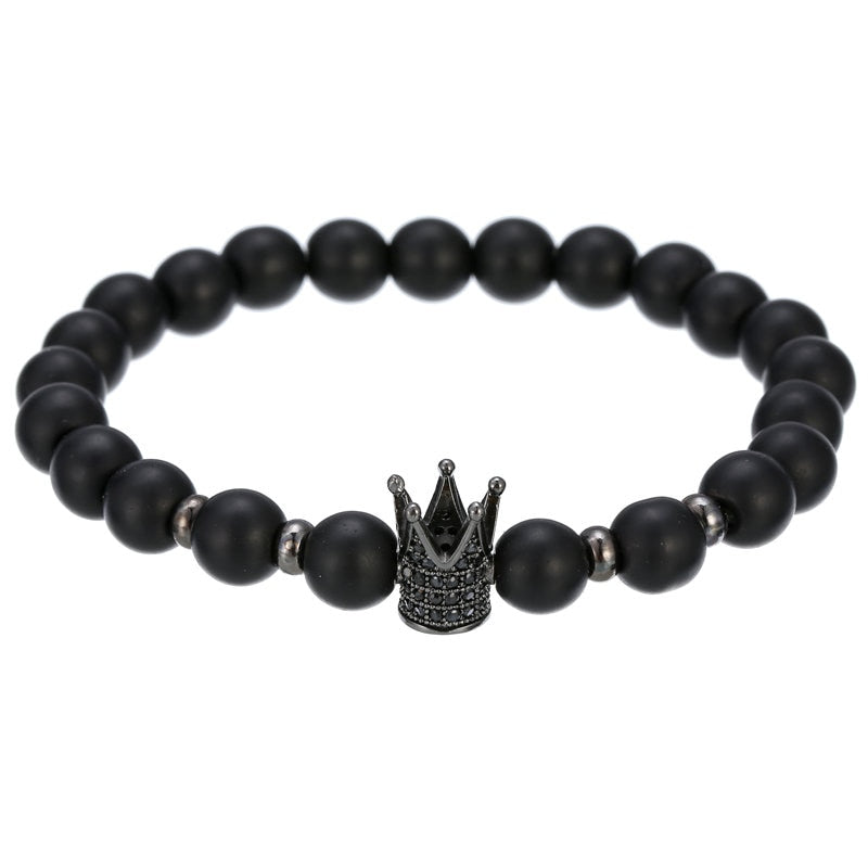 Copper Beads Black Matte Stone Boss Bracelets - Boss Uno