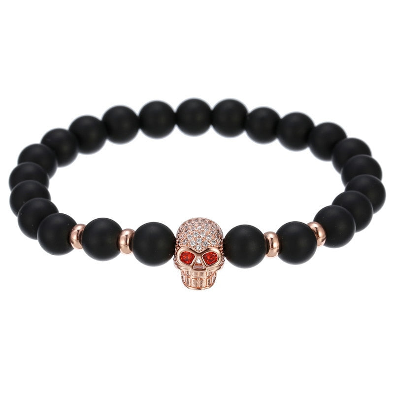 Copper Beads Black Matte Stone Boss Bracelets - Boss Uno