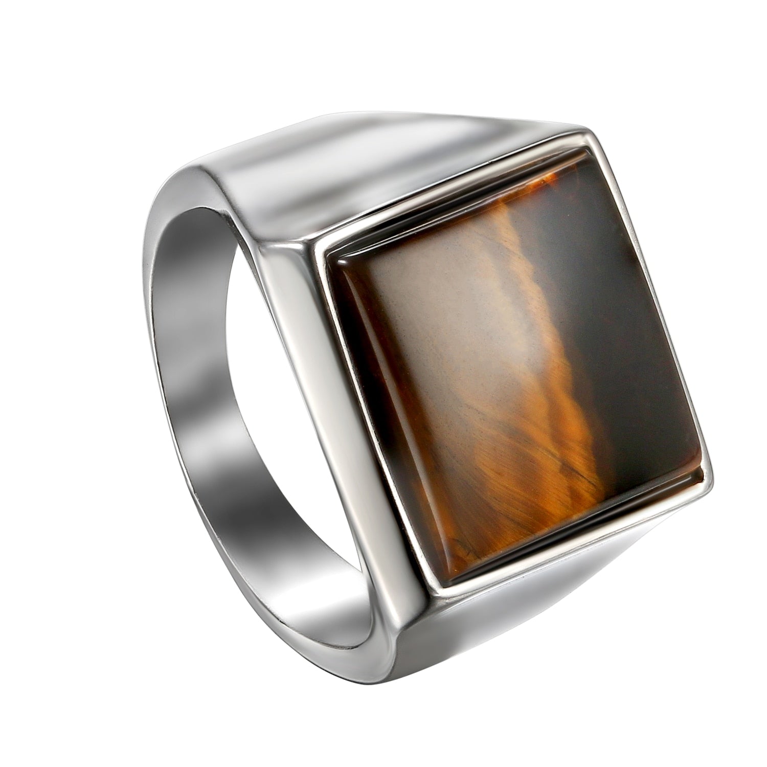 Silver Square Tiger Eye Ring - Boss Uno
