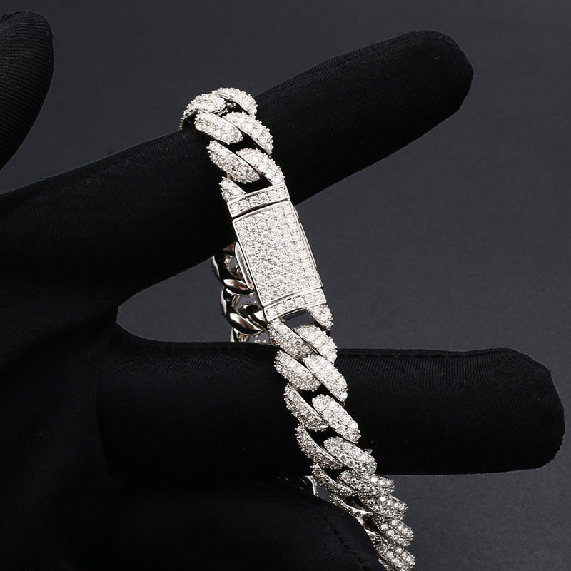 Sterling Silver Moissanite Cuban Link Chain - 10mm - Boss Uno