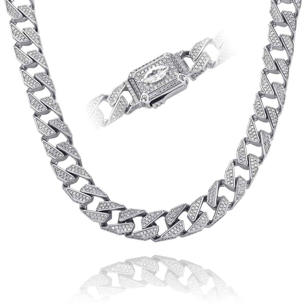 Cubic Zirconia Charm Cuban Link Chain - 13mm - Boss Uno