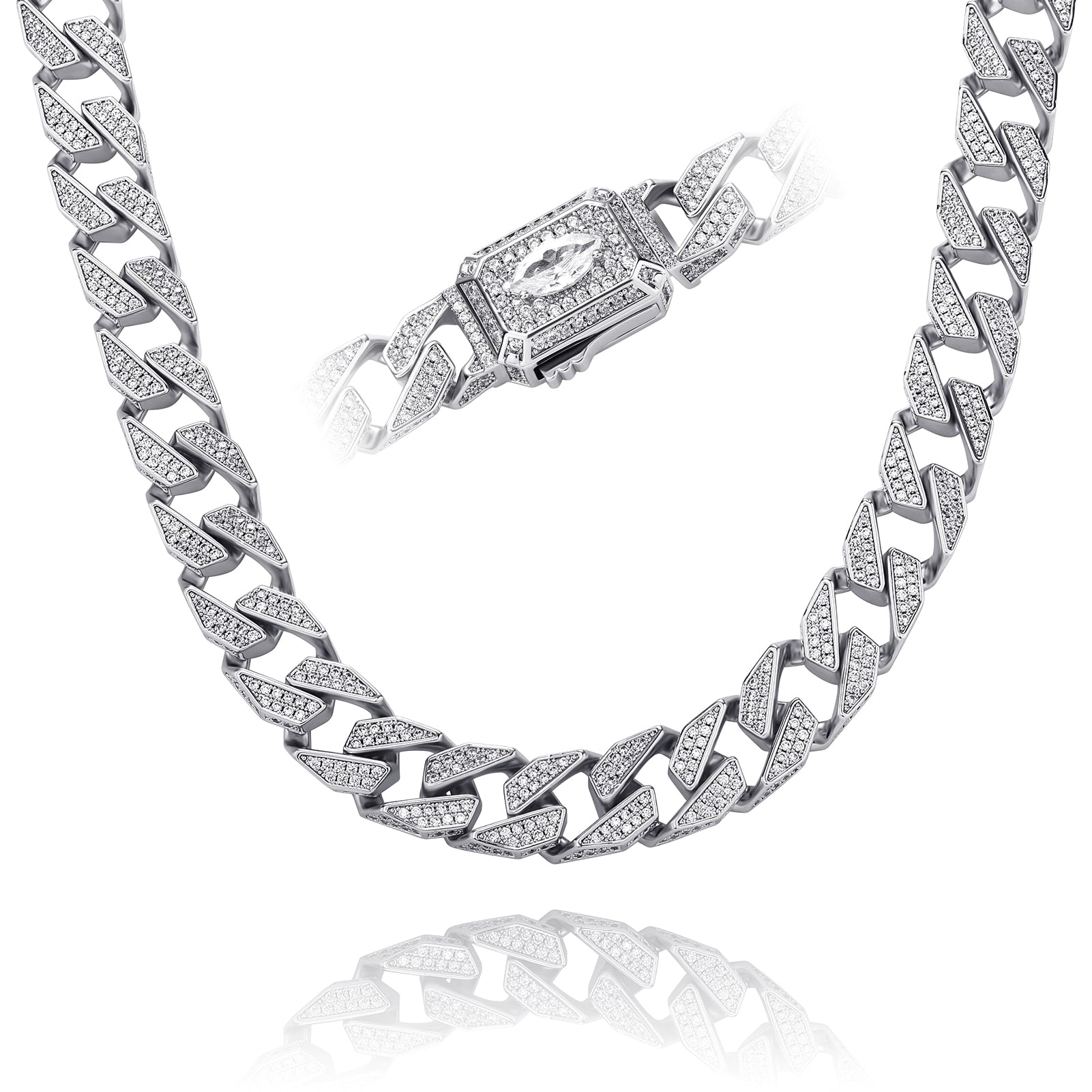 Cubic Zirconia Charm Cuban Link Chain - 13mm - Boss Uno