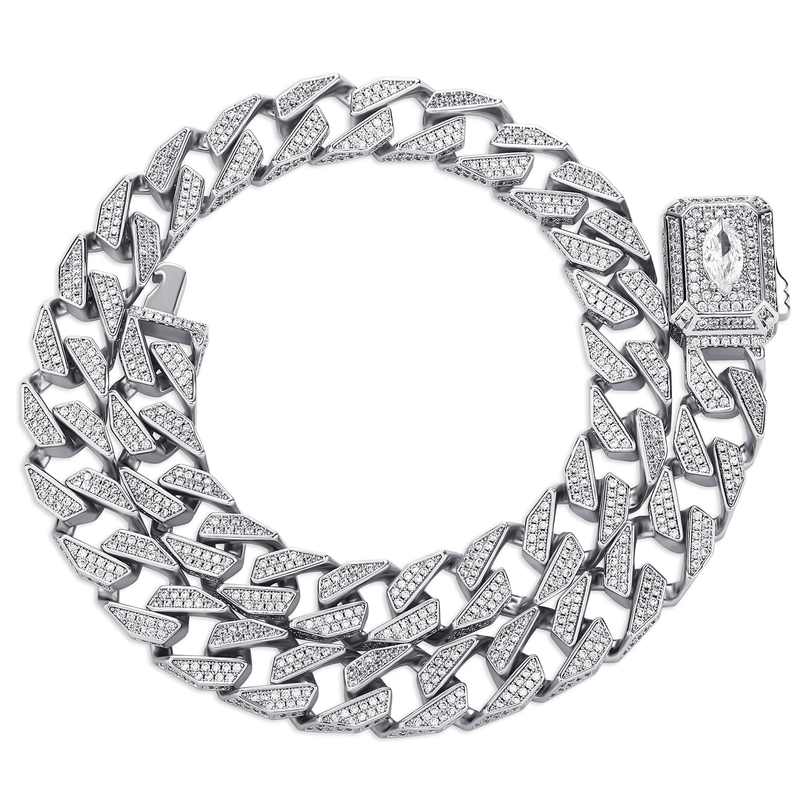 Cubic Zirconia Charm Cuban Link Chain - 13mm - Boss Uno