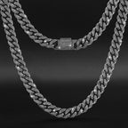 Sterling Silver Black Plated Moissanite Cuban Chain - 12MM - Boss Uno