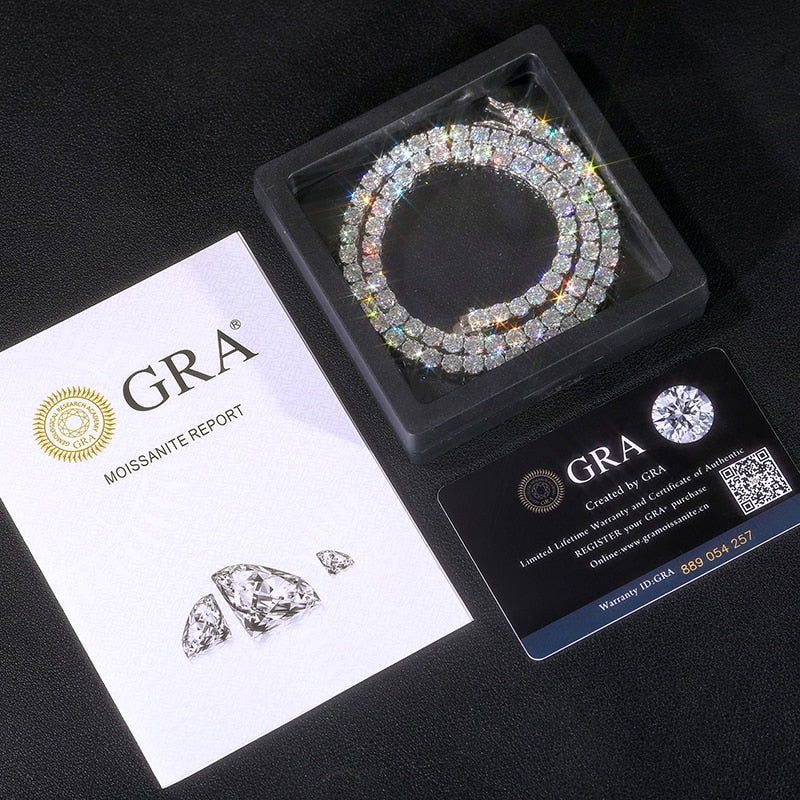 Sterling Silver Moissanite Tennis Chain - 8mm - Boss Uno