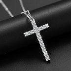 Sterling Silver Moissanite Cross Pendant - Boss Uno