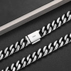 Sterling Silver Black Plated Moissanite Cuban Chain - 12MM - Boss Uno