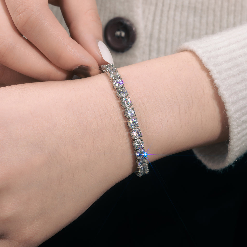 Sterling Silver Moissanite Tennis Bracelet - 8mm - Boss Uno