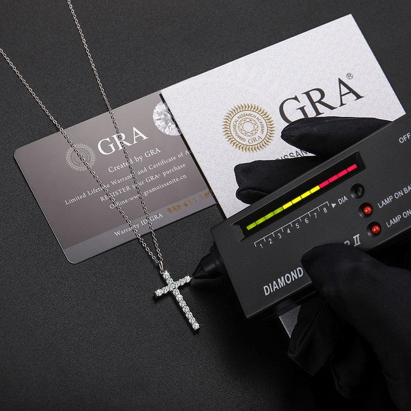 Sterling Silver Moissanite Cross Pendant - Boss Uno