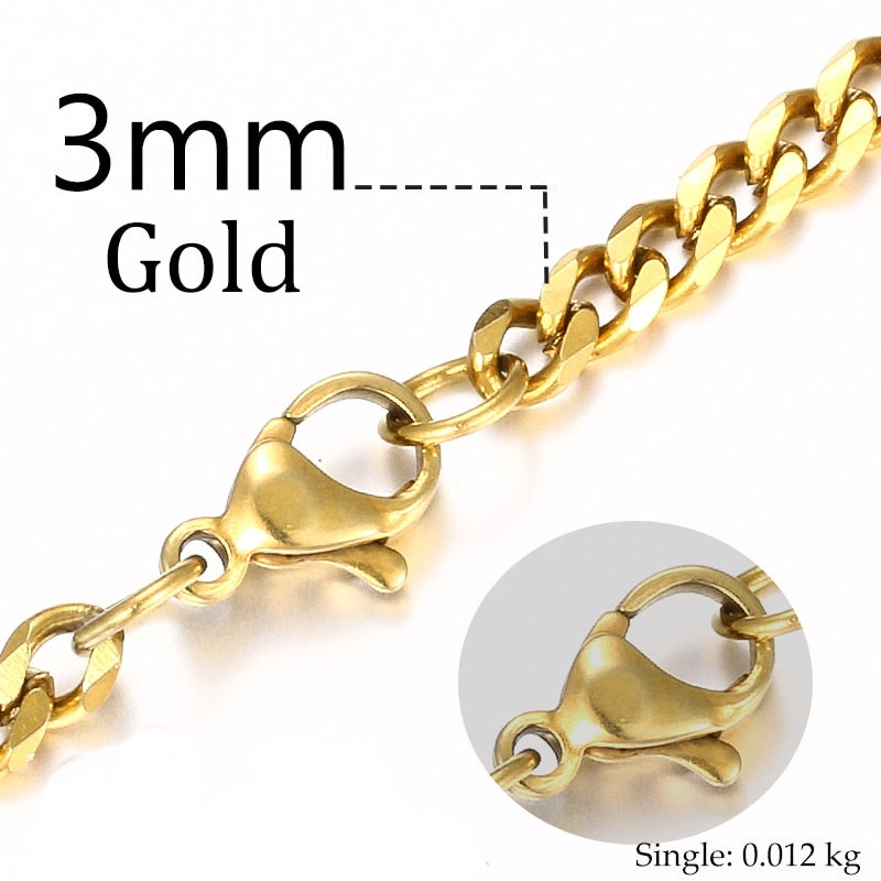 Stainless Steel Cuban Link Chain - 3mm - Boss Uno