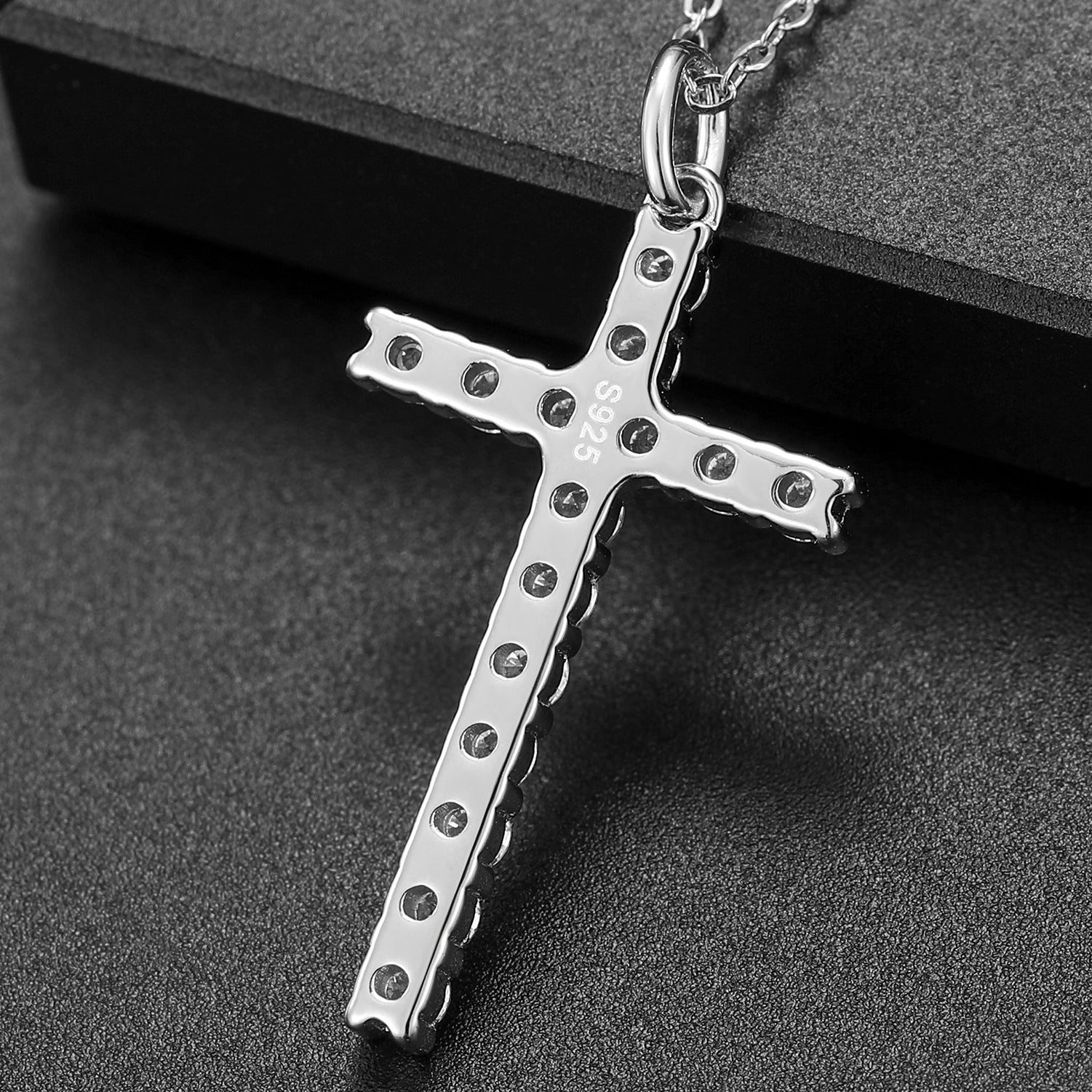 Sterling Silver Moissanite Cross Pendant - Boss Uno