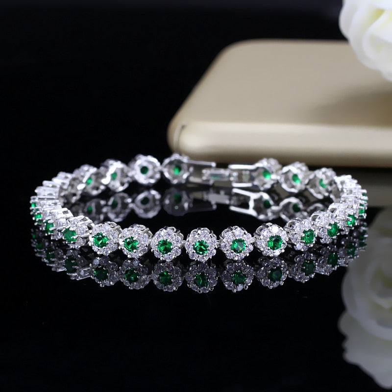 Cubic Zirconia Sterling Silver Colorful Tennis Bracelet - Boss Uno