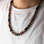 Natural Stone Tiger Eyes Lava Bead Necklace - 8mm - Boss Uno