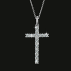 Sterling Silver Moissanite Cross Pendant - Boss Uno