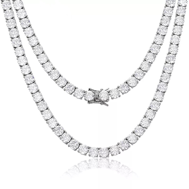 Sterling Silver Moissanite Tennis Chain - 4mm - Boss Uno