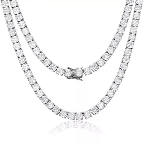 Sterling Silver Moissanite Tennis Chain - 4mm - Boss Uno