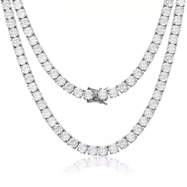 Sterling Silver Moissanite Tennis Chain - 4mm - Boss Uno